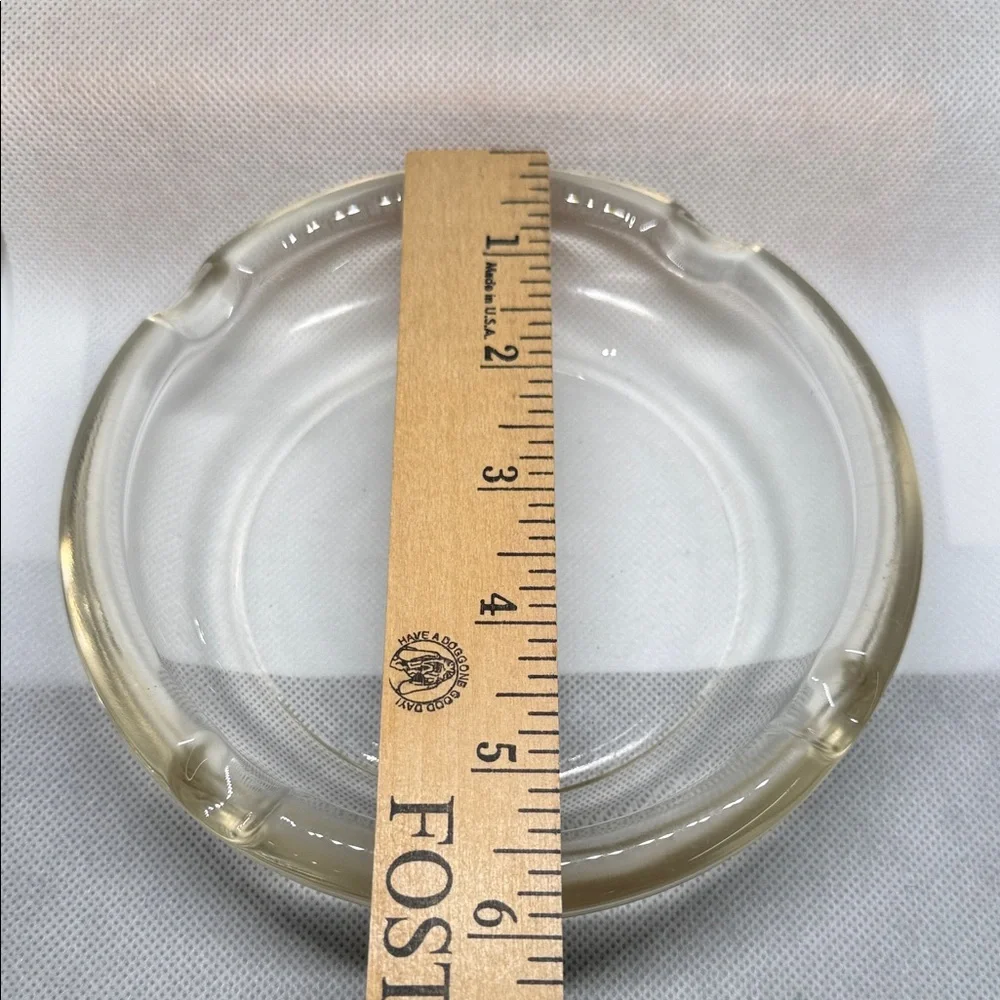 Ashtray Cigar Groves Clear Glass Vintage 6 Inches Round Mid 20th Century